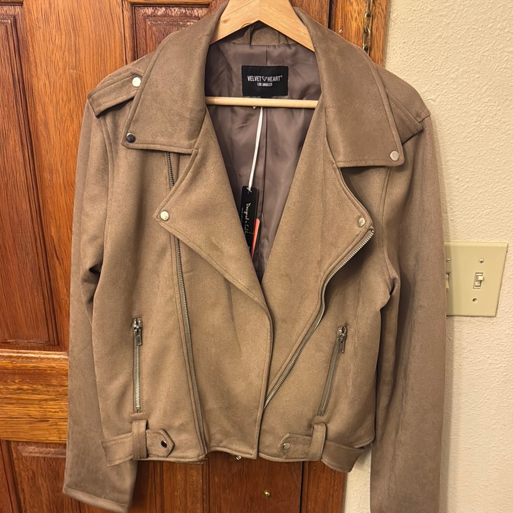 Velvet Heart Tan Leather Moto Jacket